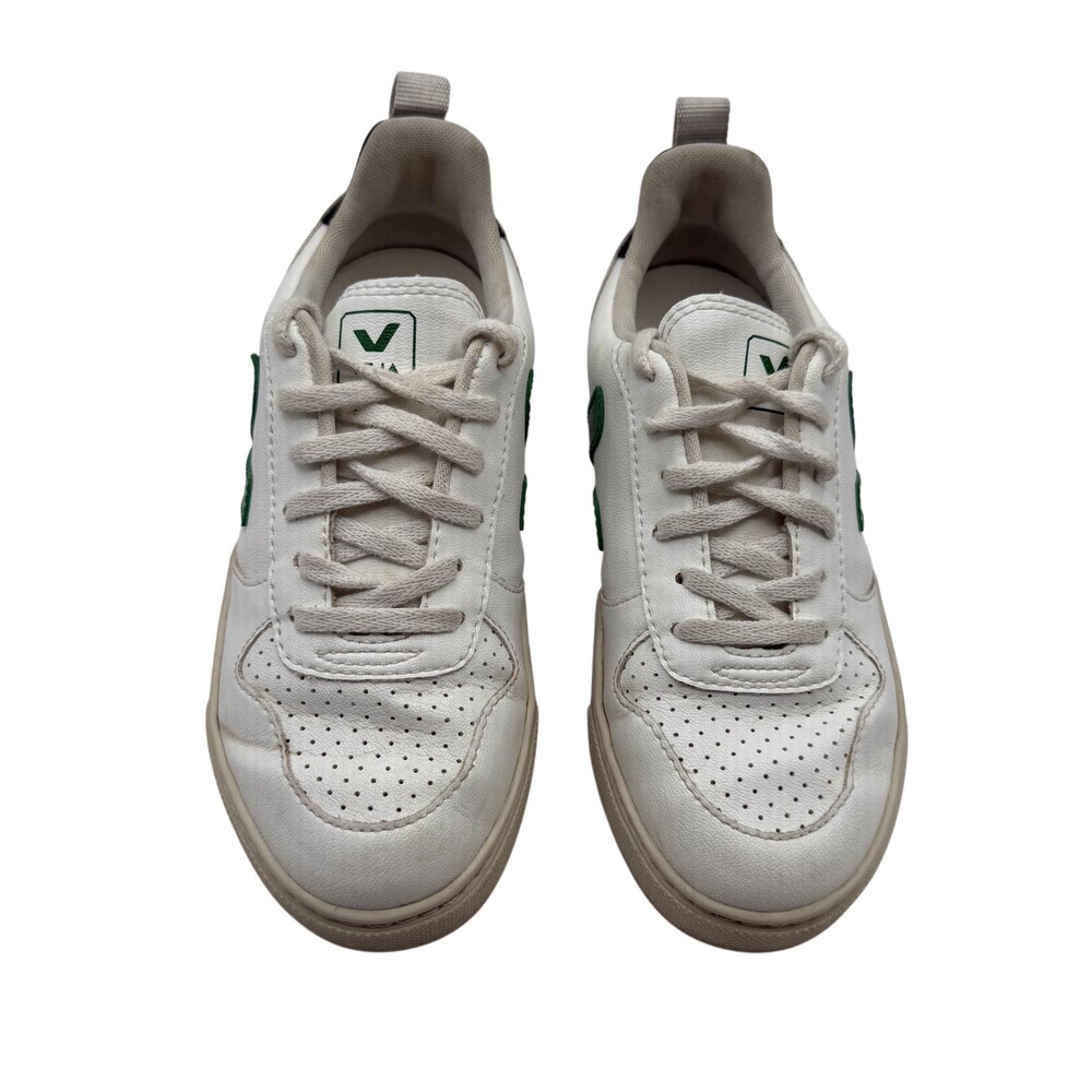 Veja Shoes Kids Size 2 White Green Low Top Lace Up Casual Comfort Sneakers